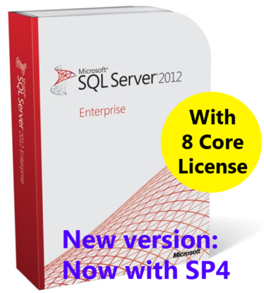 Picture of Microsoft SQL Server 2012 Enterprise with SP4. New Complete with 8 Core License