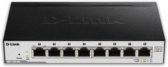 Picture of D-Link PoE Switch, 8 Port Smart Managed Gigabit Ethernet Layer 2 VLAN Control (DGS-1100-08P)